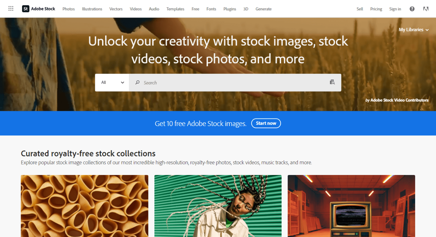 Screenshot of Adobe Stock