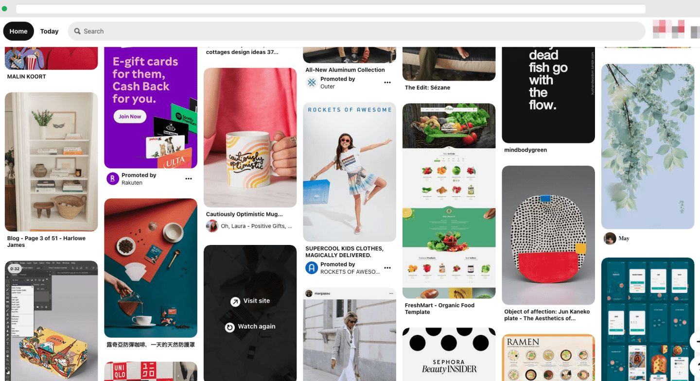 Screenshot of Pinterest