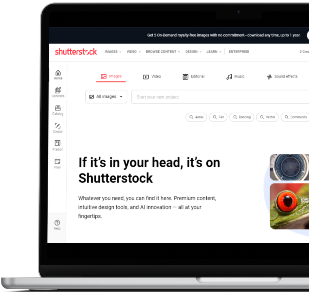 Screenshot of Shutterstock