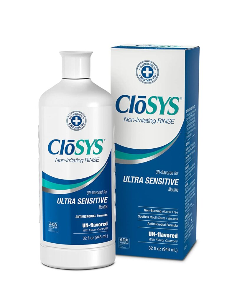 CloSYS Ultra Sensitive Mouthwash, 32 Ounce, Unflavored (Optional Flavor Dropper Included), Alcohol Free, Dye Free, pH Balanced, Helps Soothe Entire Mouth