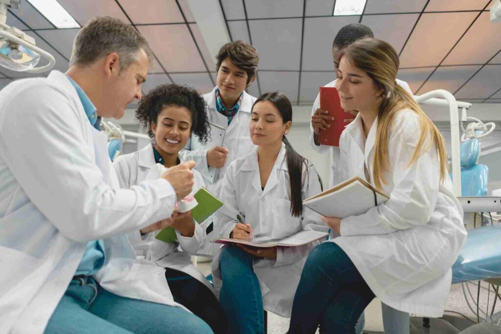 Group of students in class at dental school