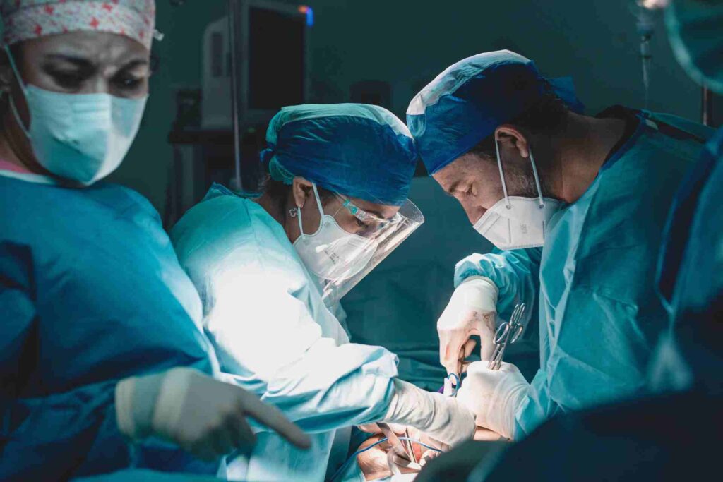 Dental professionals working in the dental office.