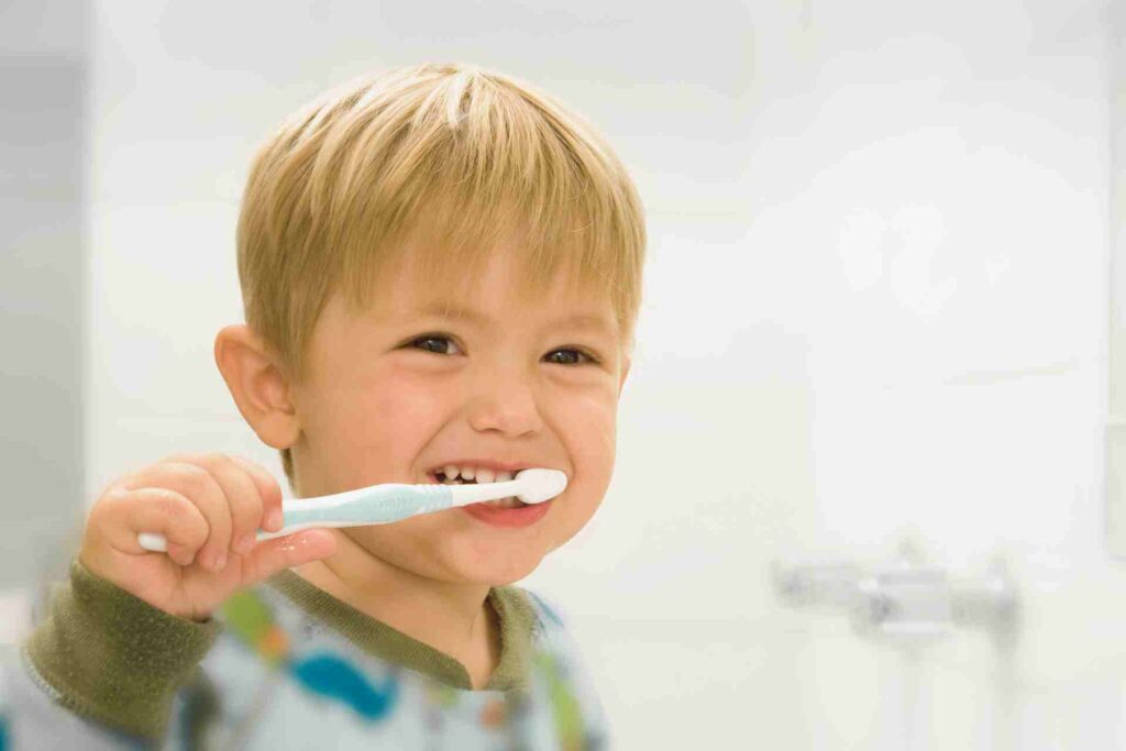 Child brushing teeth