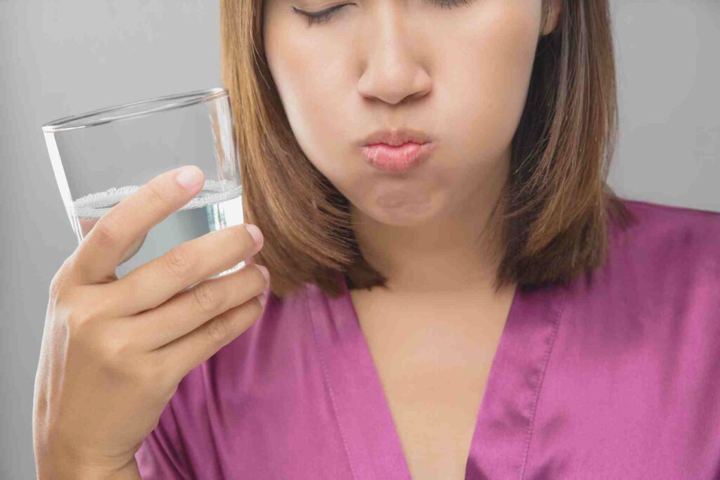 Woman rinsing.