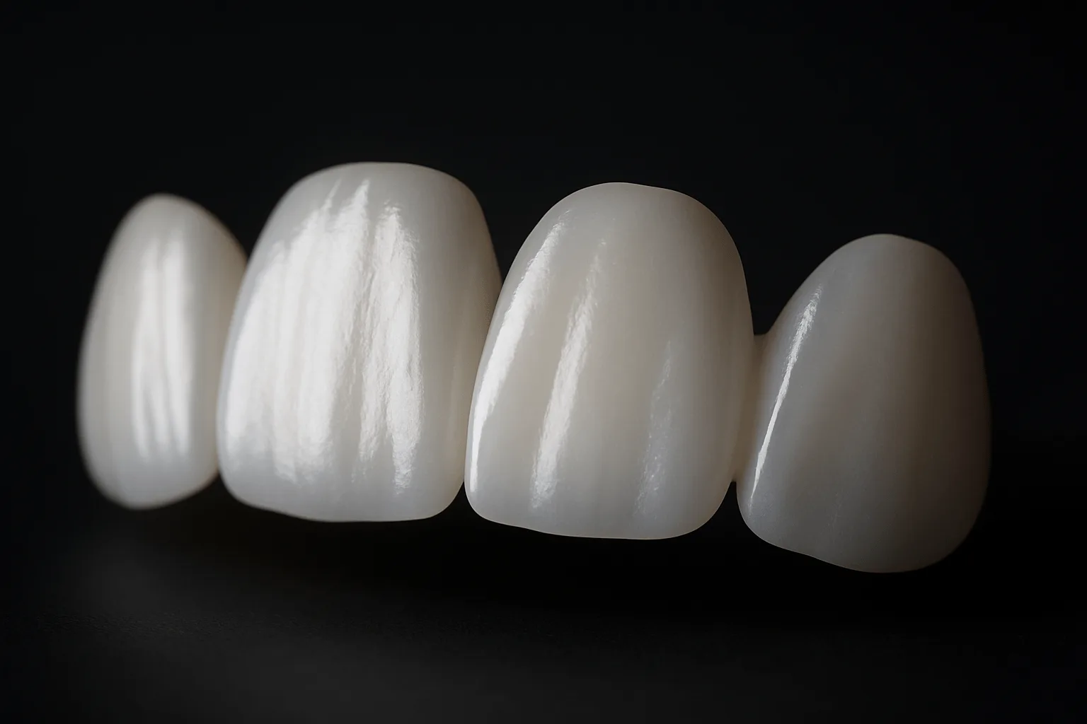 Dental veneer in black background.