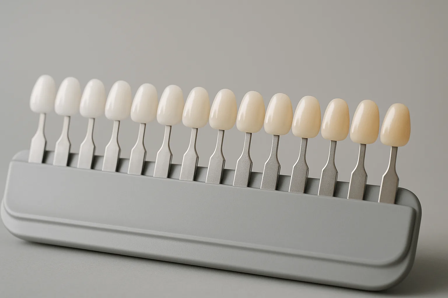 Dental veneers in different shade colors.